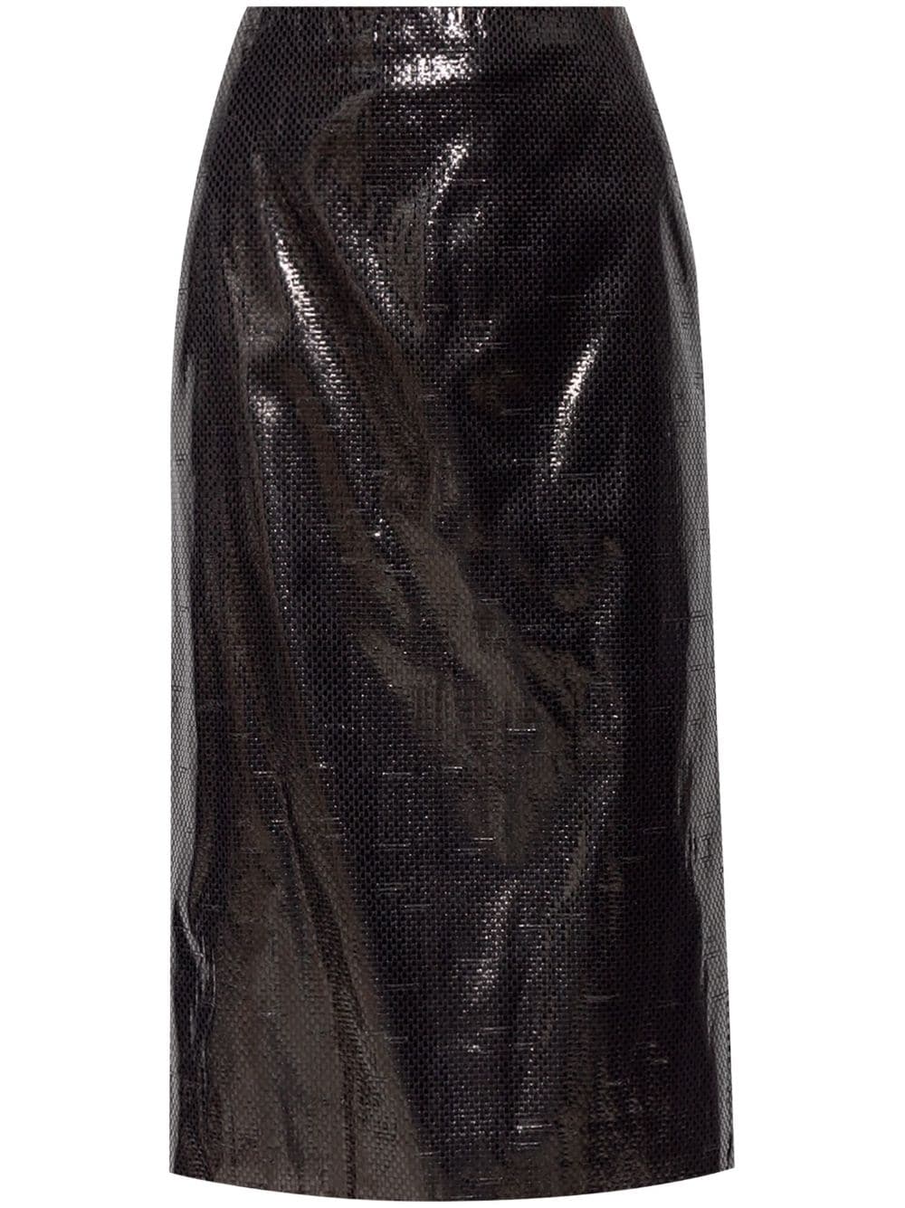 Shop Alexander Mcqueen Tarpaulin Pencil Midi Skirt In Black