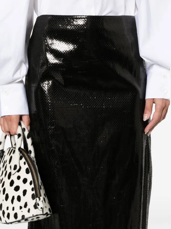 Alexander McQueen Tarpaulin Pencil Midi Skirt | Black | FARFETCH