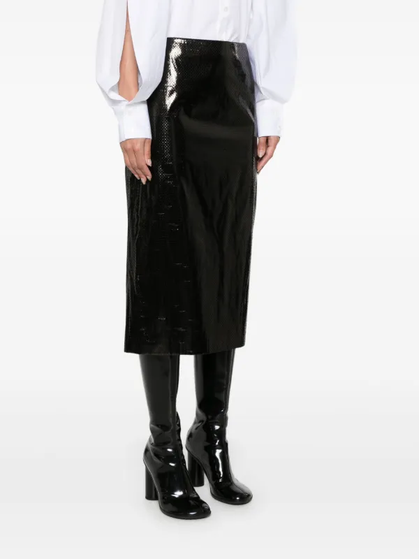 【送料&関税込】Alexander McQueen Tarpaulin Pencil Skirt Alexander McQueen Tarpaulin Pencil Midi Skirt | Black