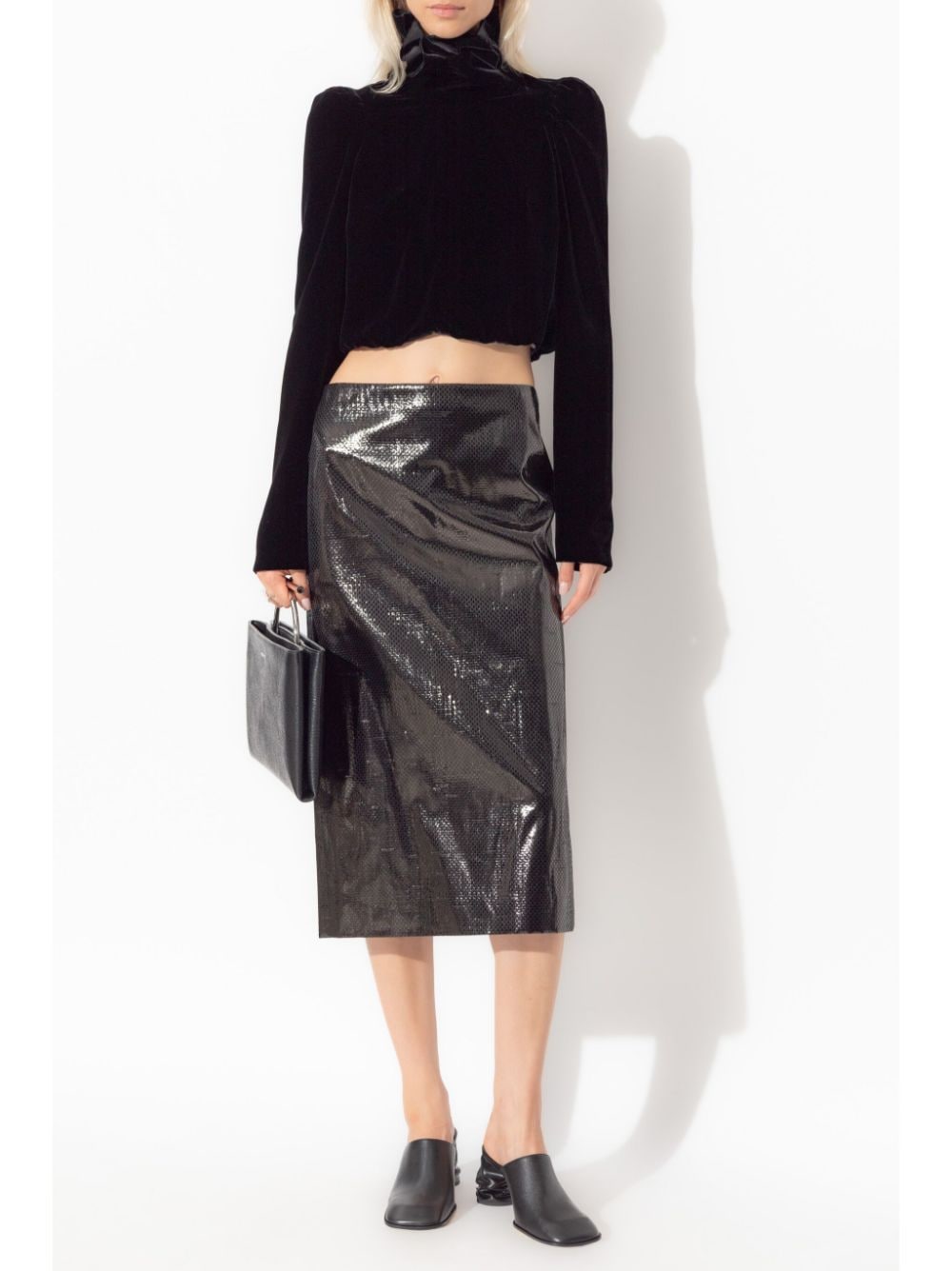 Alexander McQueen velvet-effect cropped top - Zwart