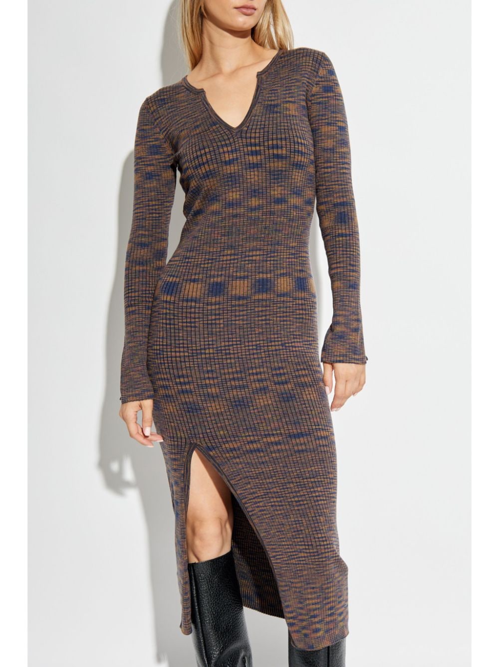 Shop Munthe Ribbed-knit Dress In Braun