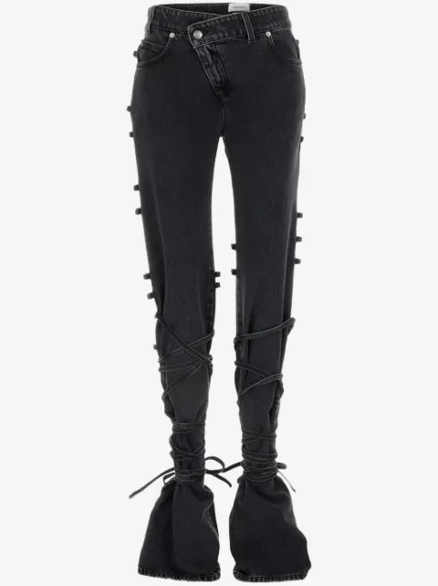 Alexander McQueen jean à taille nouée