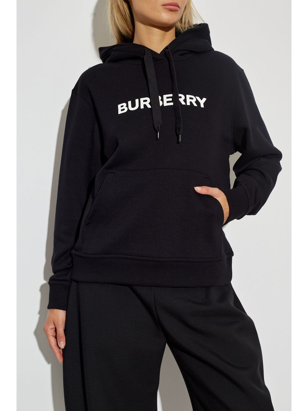 Affordable Burberry logo cotton hoodie Women