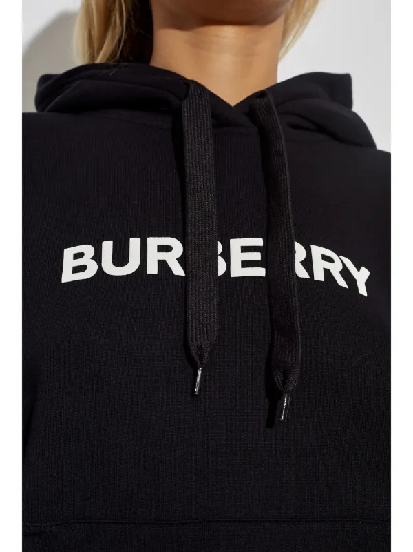 Burberry Logo Cotton Hoodie | Black | FARFETCH CA