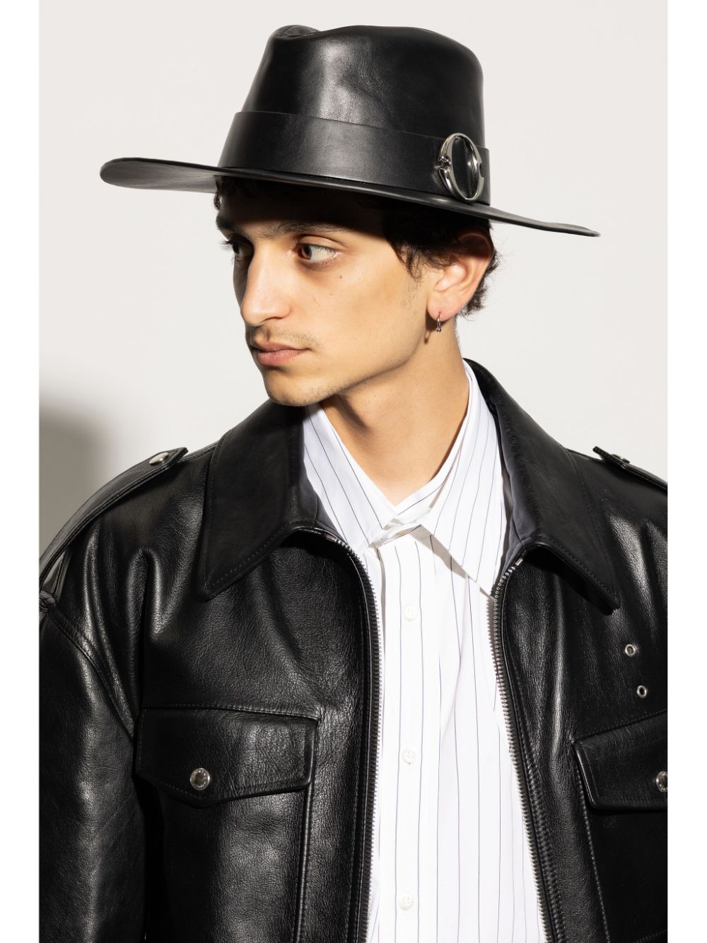 Alexander McQueen leather fedora hat - Zwart