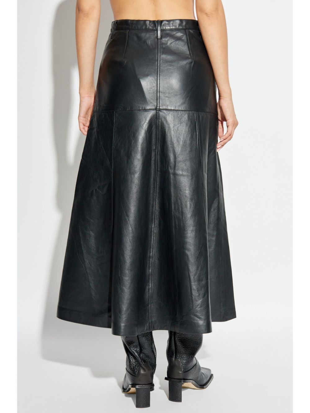 Shop Munthe Leather Skirt In Schwarz