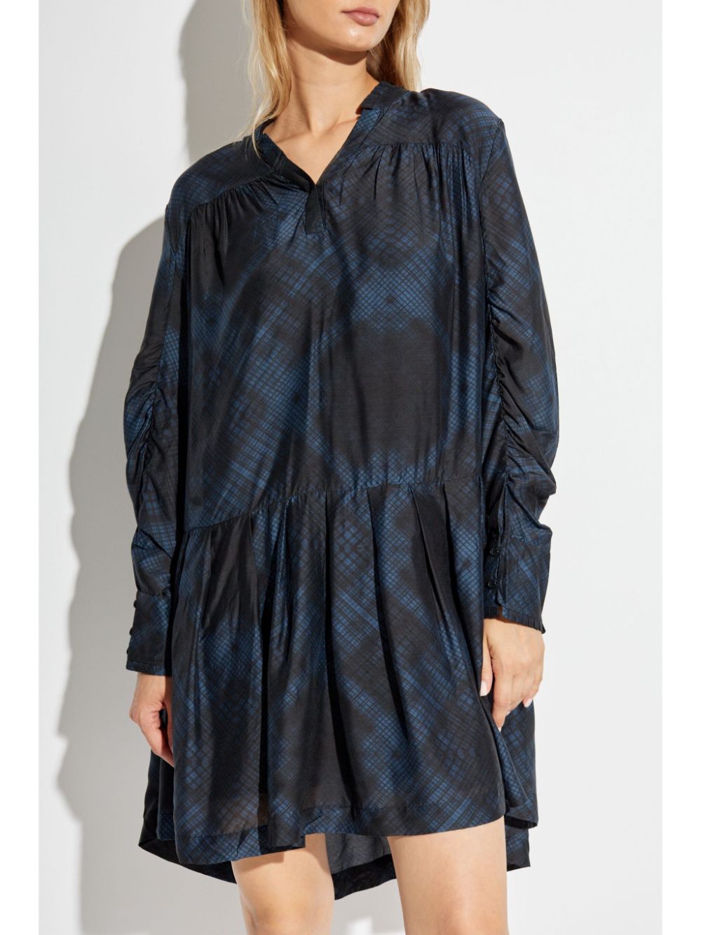 Shop Munthe Check-print Dress In Blau