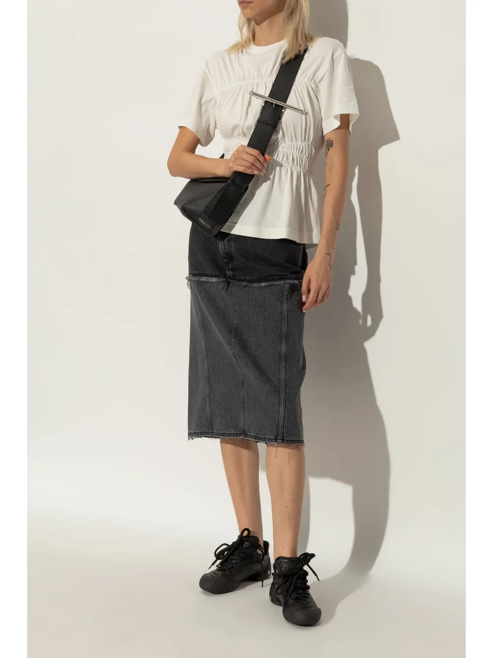 Alexander Mcqueen Flexion Rubber-trimmed Textured-leather Sneakers In Black