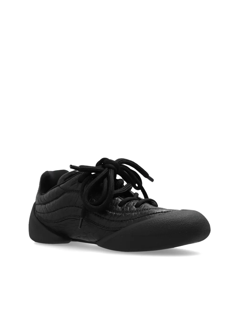 Alexander Mcqueen Flexion Rubber-trimmed Textured-leather Sneakers In Black
