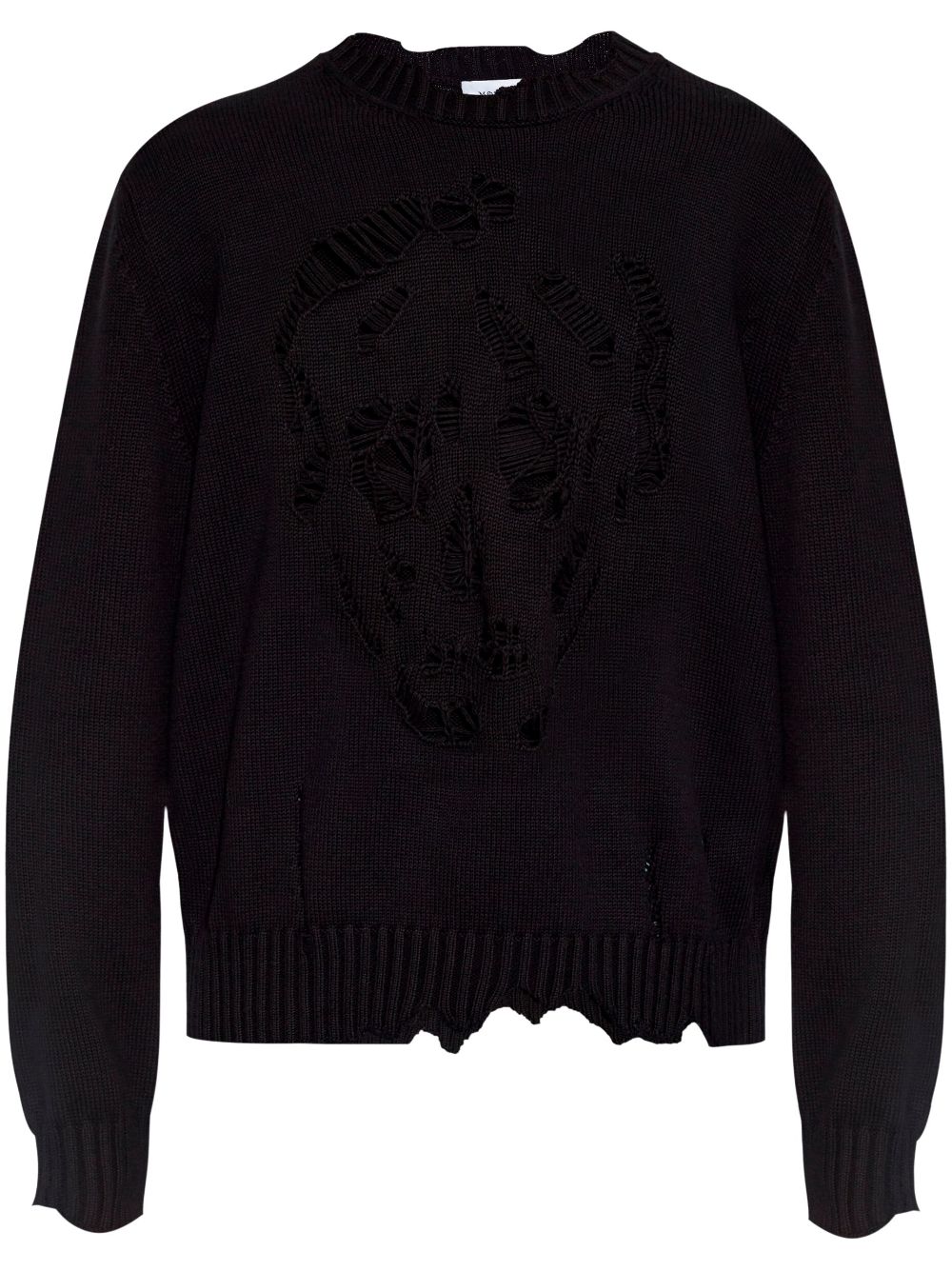 Alexander McQueen Distressed Skull sweater Zwart