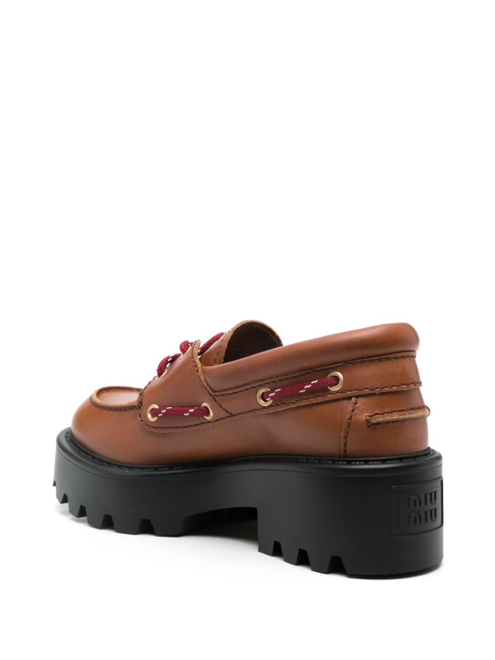 Miu Leren loafers Bruin