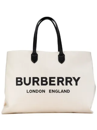 Burberry Pre Owned 2018 2023 Canvas Logo Tote Bag White FARFETCH LB