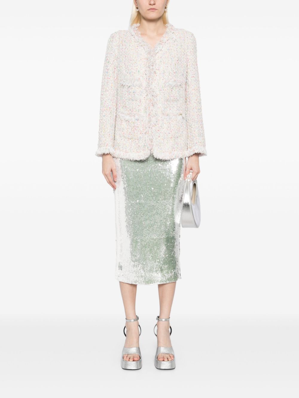 Giambattista Valli frayed tweed jacket - Beige