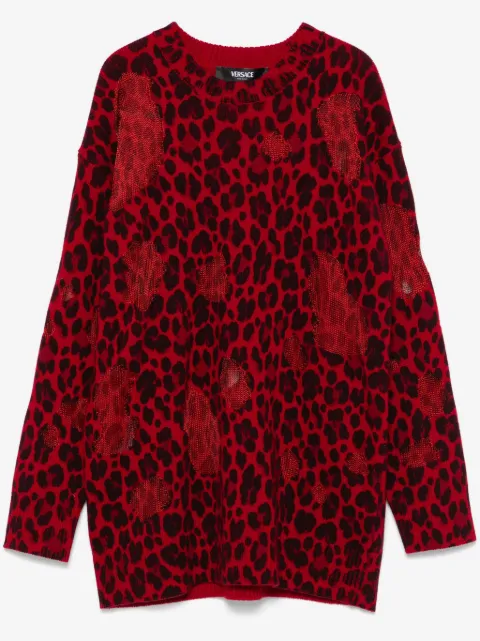 Versace suéter con estampado de leopardo