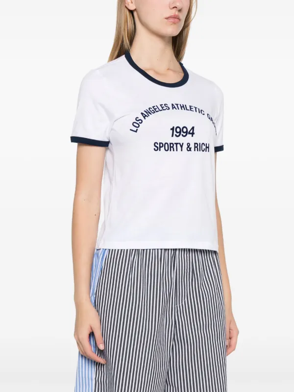 【美品】Sporty & Rich プリントTシャツ M ホワイト Sporty & Rich プリント Tシャツ | ホワイト | FARFETCH JP