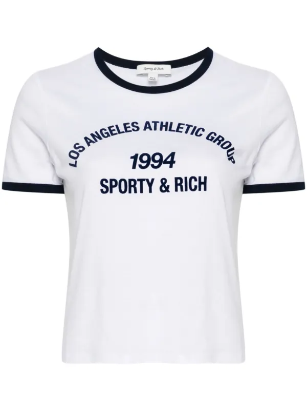 【美品】Sporty & Rich プリントTシャツ M ホワイト Sporty & Rich プリント Tシャツ | ホワイト | FARFETCH JP
