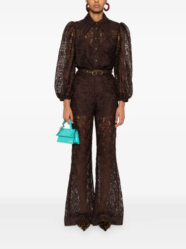 ZIMMERMANN Illustration Lace Trousers | Brown | FARFETCH