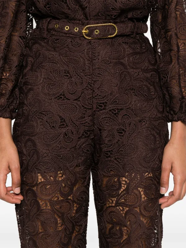 【関税&送料込】Zimmermann Trousers Brown ZIMMERMANN Illustration Lace Trousers | Brown | FARFETCH