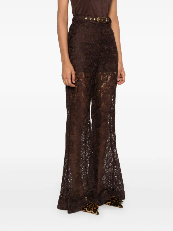 ZIMMERMANN Illustration Lace Trousers | Brown | FARFETCH
