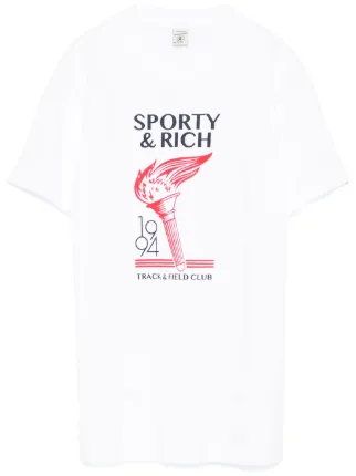 【美品】Sporty & Rich プリントTシャツ M ホワイト Sporty & Rich プリント Tシャツ | ホワイト | FARFETCH JP
