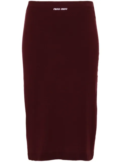 Miu Miu logo-jacquard midi skirt