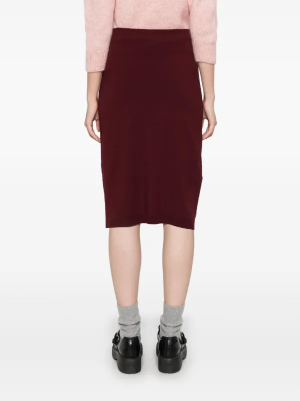 スカート MIU MIU SKIRTS AVIO+BORDEAUX Miu Miu logo-jacquard Midi Skirt | Red | FARFETCH SG
