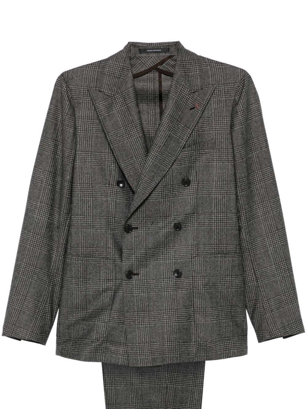 Shop Tagliatore Check-pattern Suit In Brown