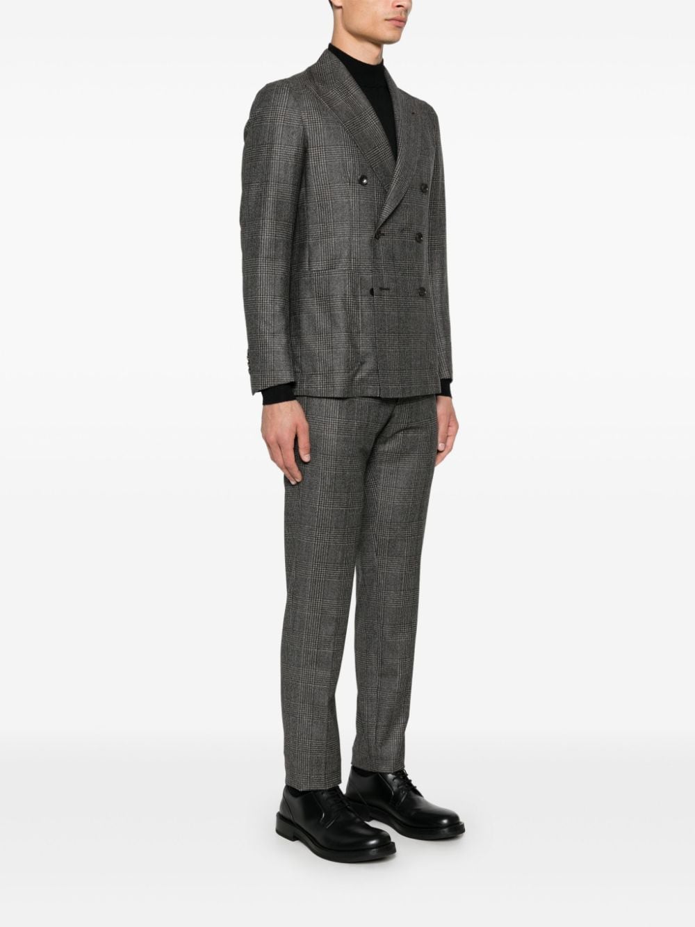 Shop Tagliatore Check-pattern Suit In Brown