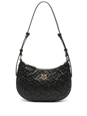 PINKO Love Birds Leather Shoulder Bag | Black | FARFETCH