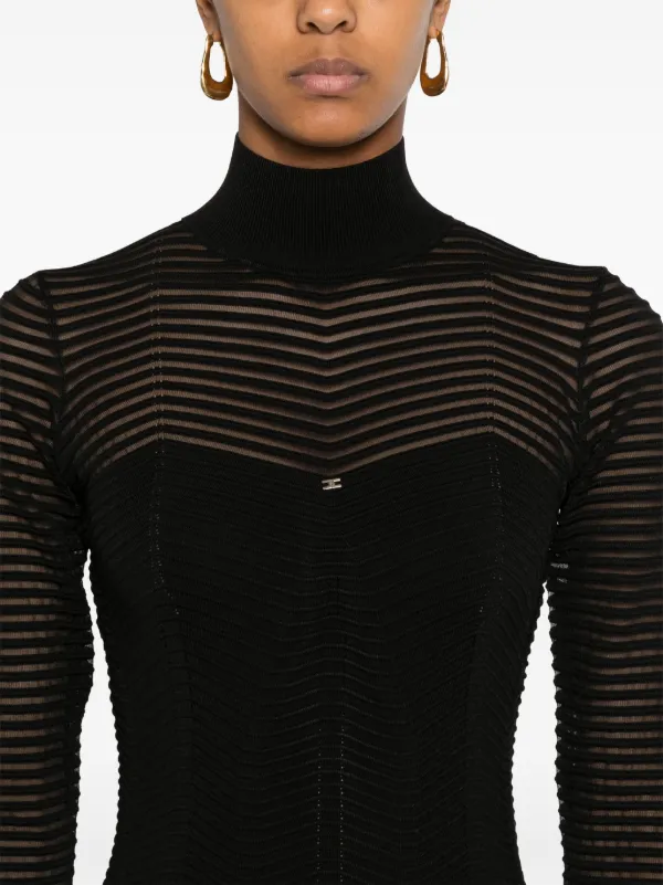 関税込★VIP価格【ELISABETTA FRANCHI】ヘリンボーン柄ドレス Elisabetta Franchi ヘリンボーン ドレス | ブラック | FARFETCH JP