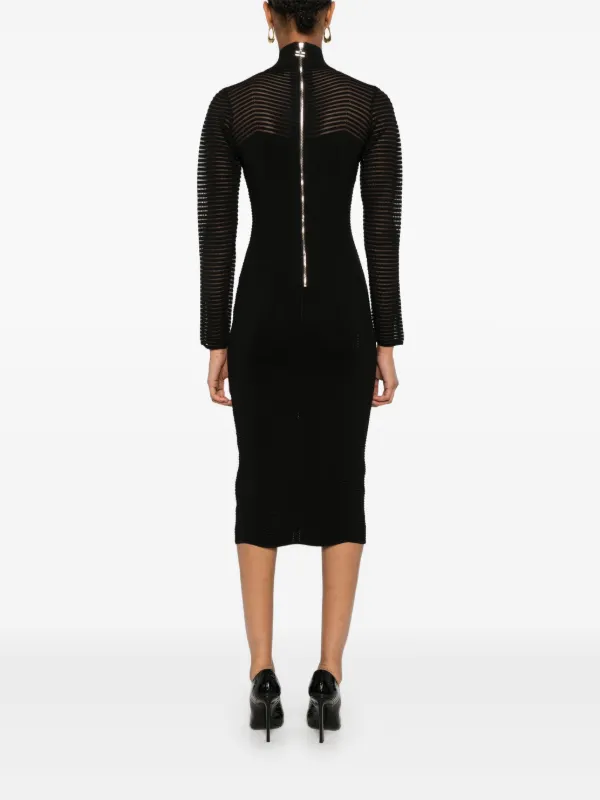 【ELIZABETTA FRANCHI】新作 ドレス ヘリンボーン メッシュ 長袖 Elisabetta Franchi ヘリンボーン ドレス | ブラック | FARFETCH JP