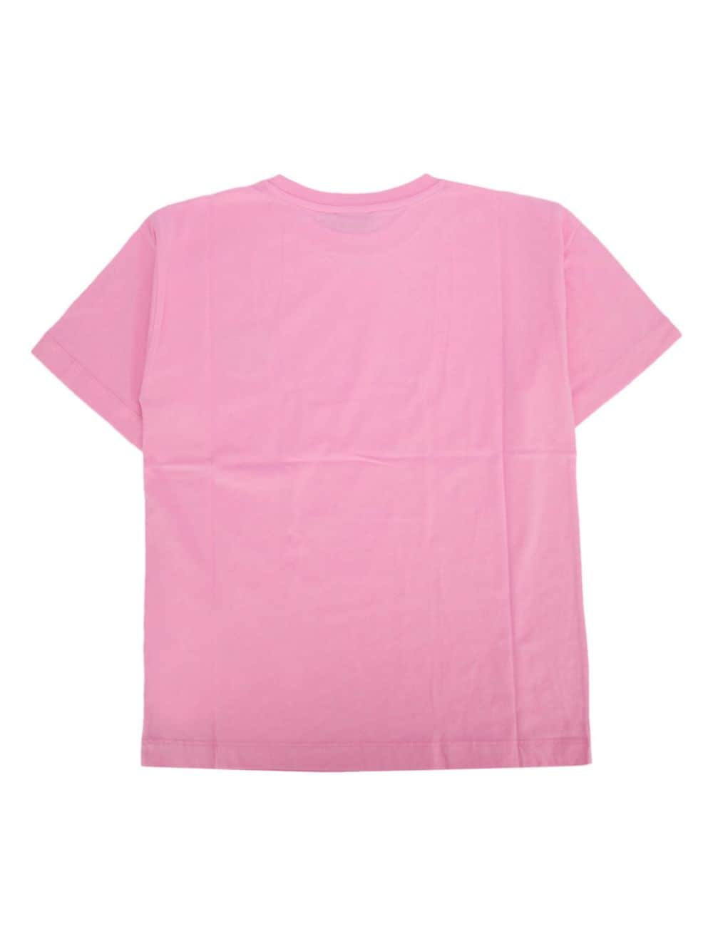 Moschino Kids rubberised-logo cotton T-shirt - Roze