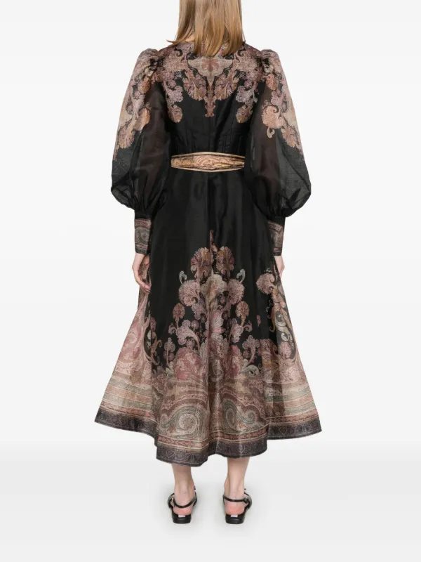 zimmermann dresses sale Luna Blue Paisley Button Long Sleeve Midi Dress Lace trims dial up the romance Wedding Dress Zimmerman Dresses Sale