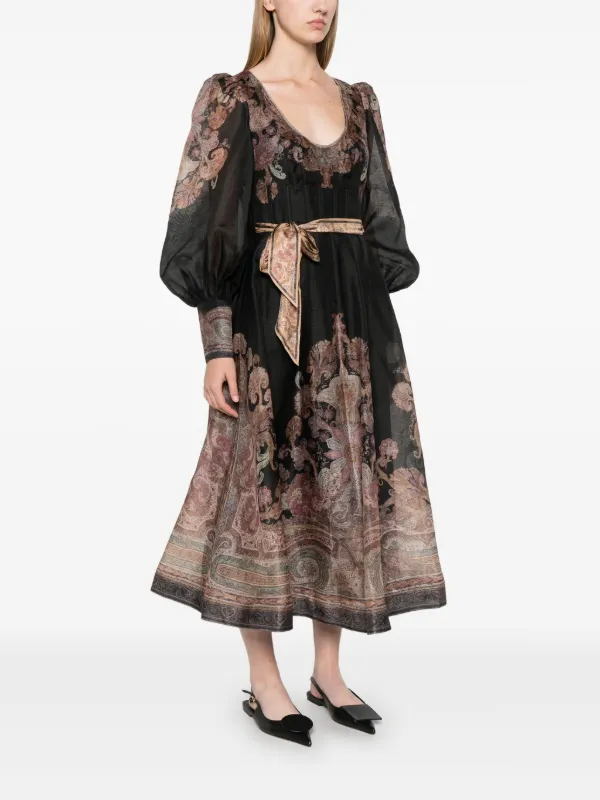 【Zimmermann】イラストレーション フラッタードレス Zimmermann Illustration Flounce Bow-Detailed Cutout Lace