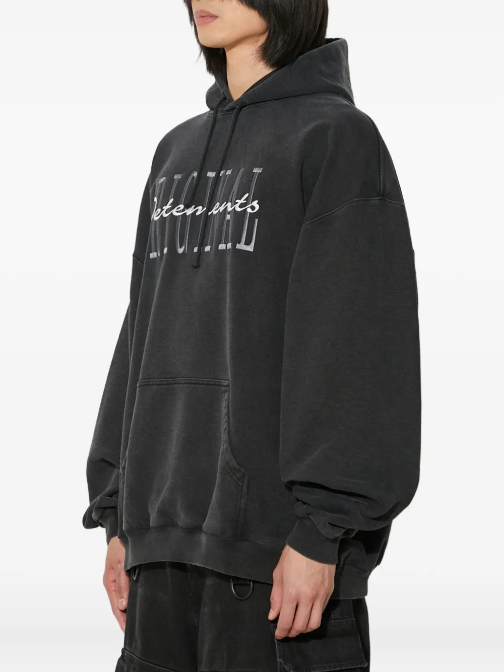 VETEMENTS Hoodie met geborduurd logo Zwart