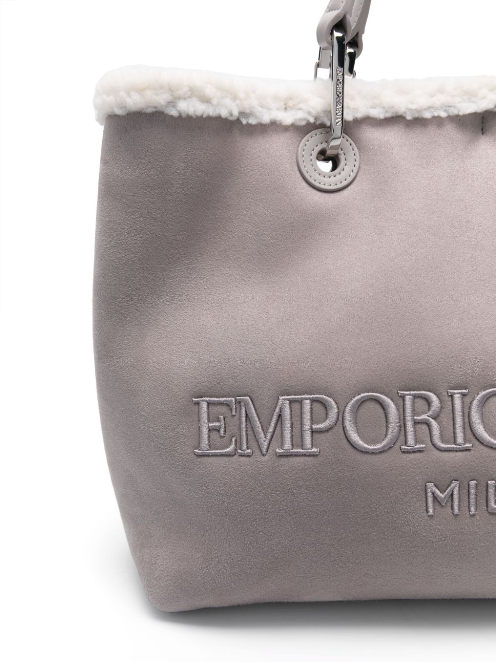 Shop Emporio Armani Logo-embroidered Shoulder Bag In Grey