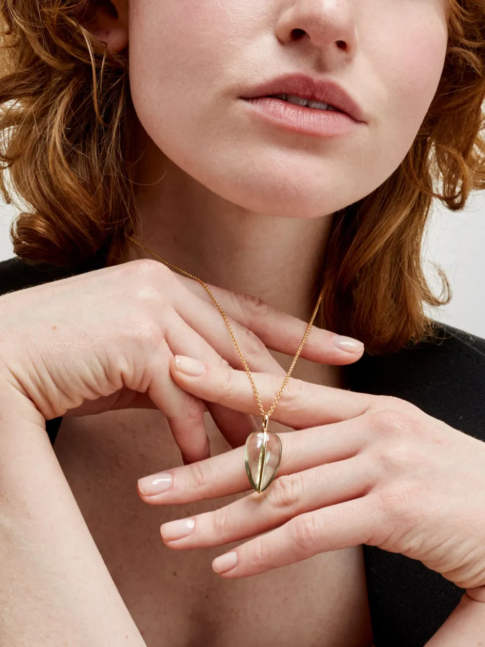 By Pariah 14ky yellow gold large Pebble prasiolite pendant - Goud