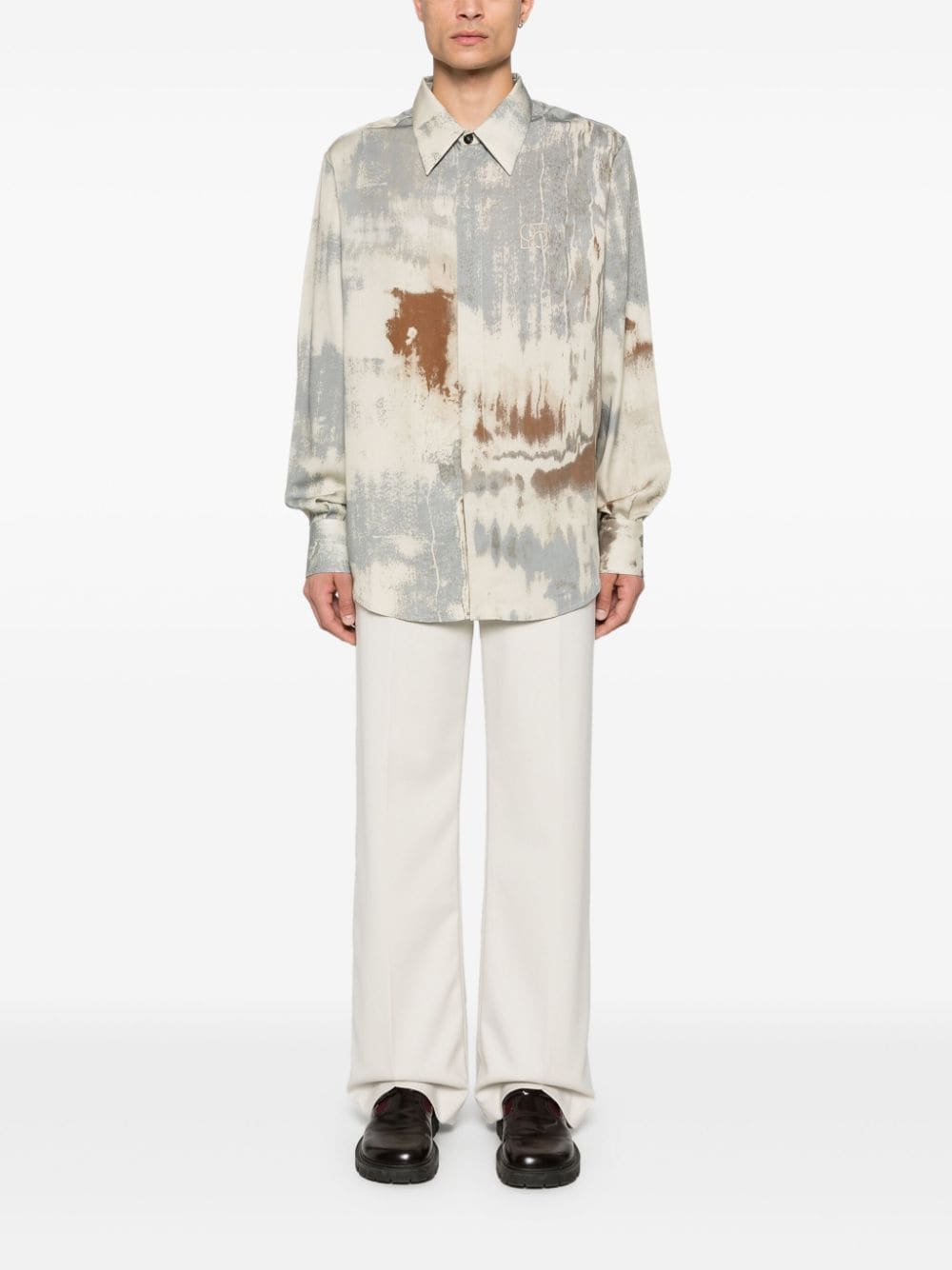 Shop Federico Cina Abstract-print Shirt In Neutrals