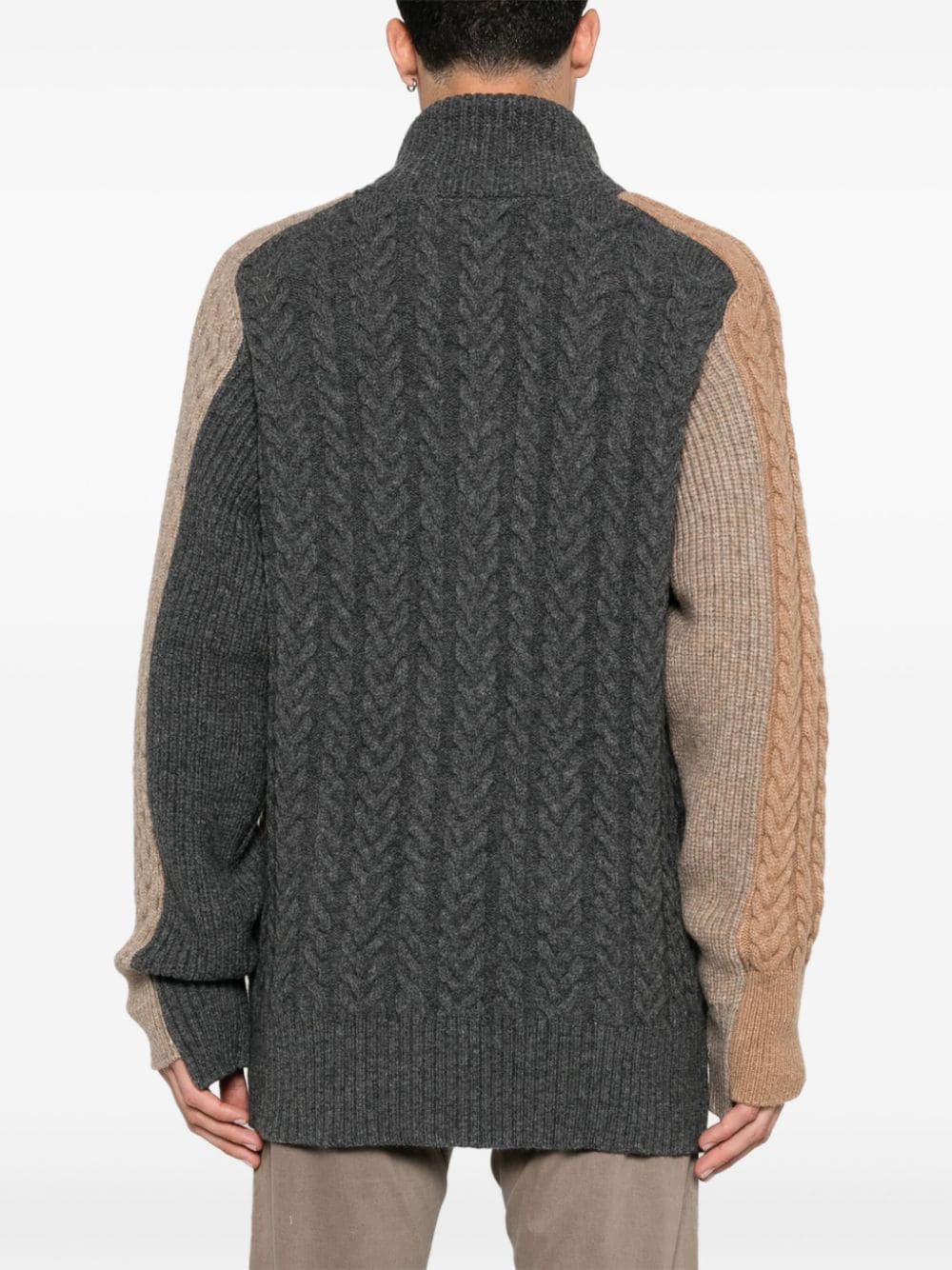 Shop Federico Cina Colourblock Cardigan In Brown