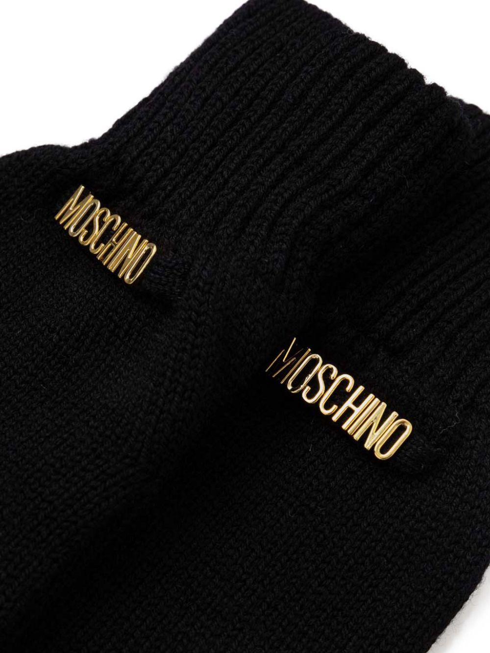 Moschino logo-lettering gloves - Zwart