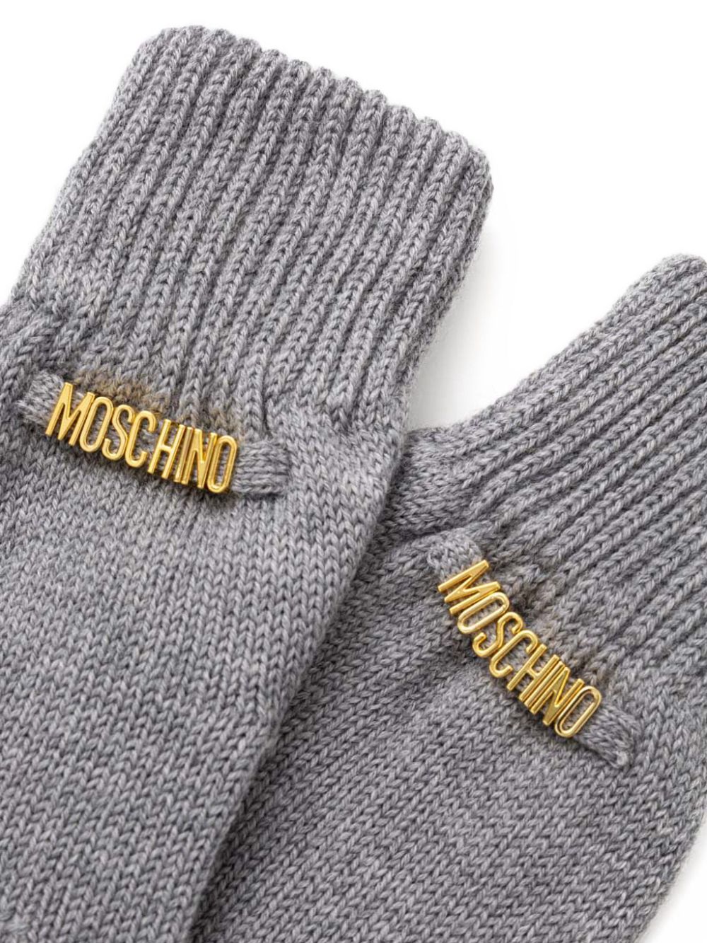 Moschino logo-lettering gloves - Grijs