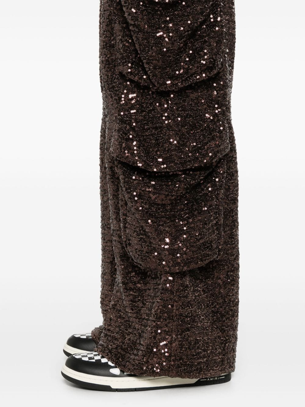 Shop Amiri Sequin Cargo Pants In Brown