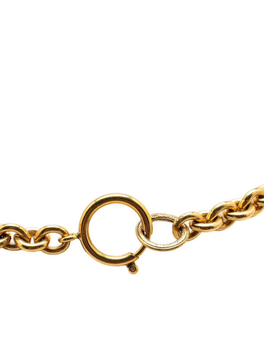 1994 Gold Plated Cc Round Pendant Costume Necklace