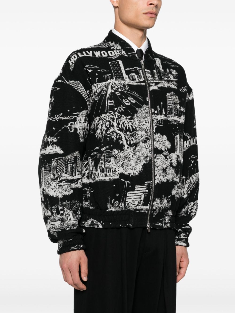 Shop Amiri La Landmark Bomber Jacket In Black