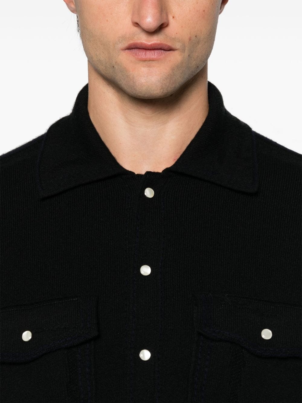 Shop Barrie Knitted Overshirt In Black