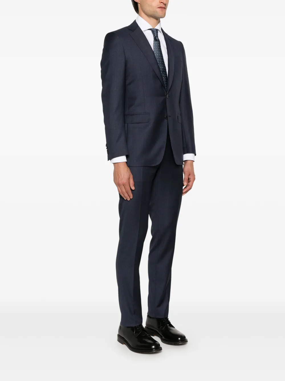 Canali Geruit pak Blauw