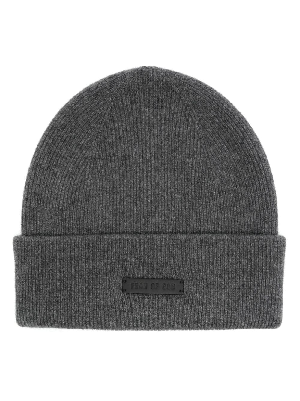 Shop Fear Of God Logo-patch Beanie In Grey