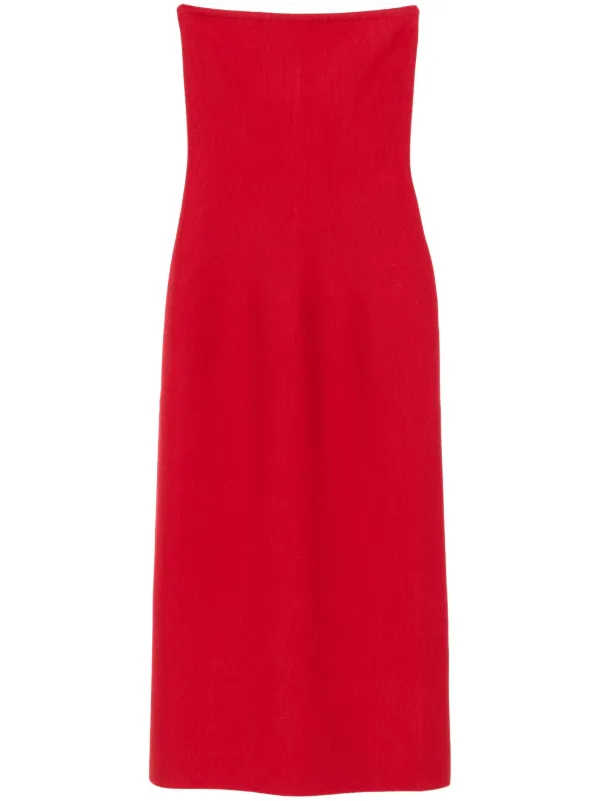 gabriela hearst red dress Gabriela Hearst - Seymore Knit Midi Dress in Scarlet Red Merino Wool Cashmere - Scarlet Red - XS