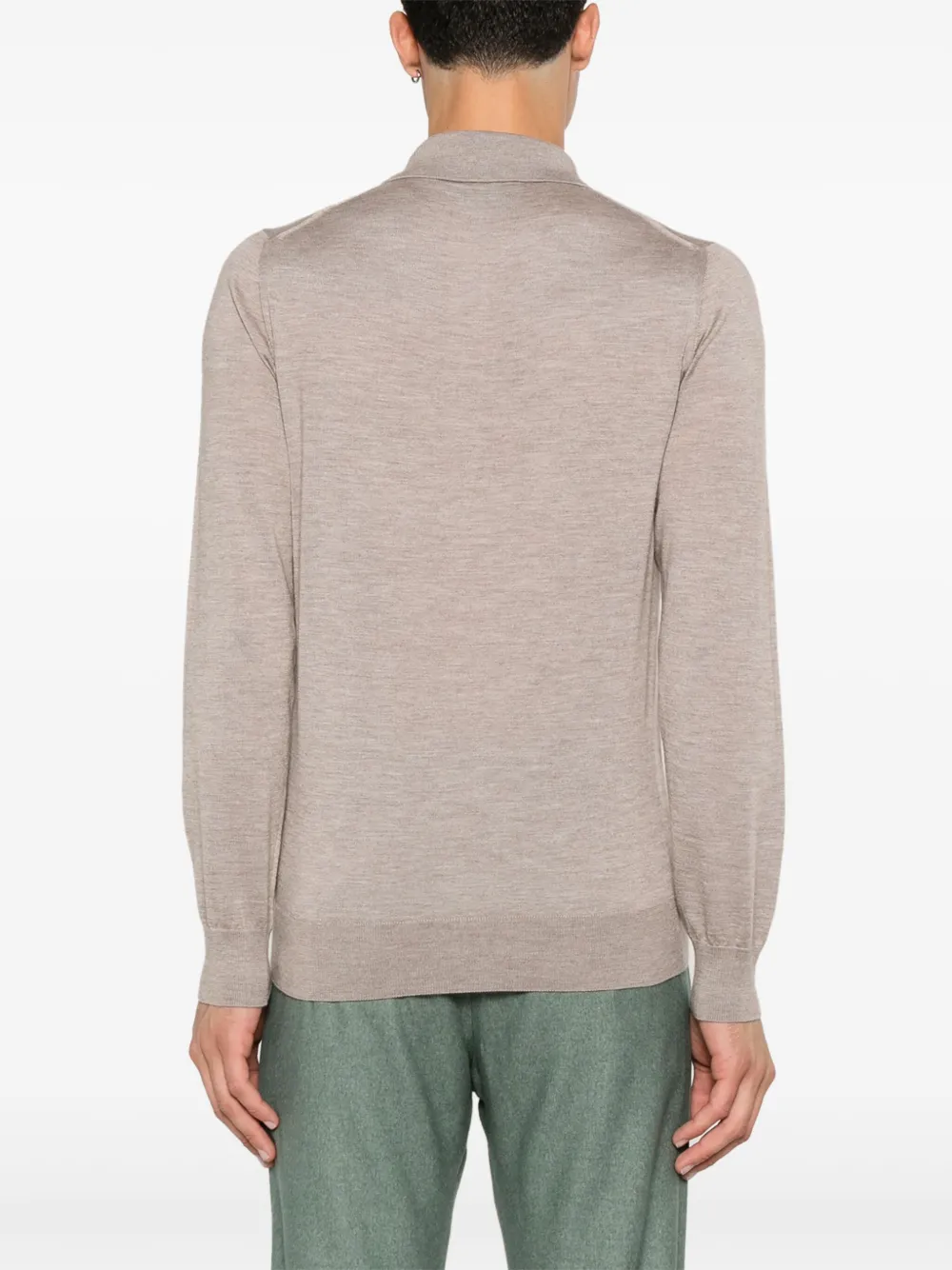 Brioni Fijngebreid poloshirt Beige