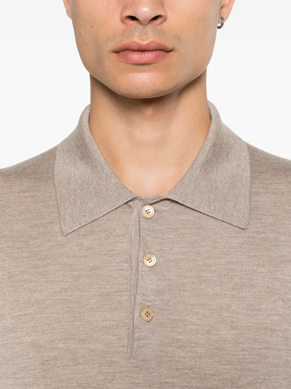 Brioni Fijngebreid poloshirt Beige